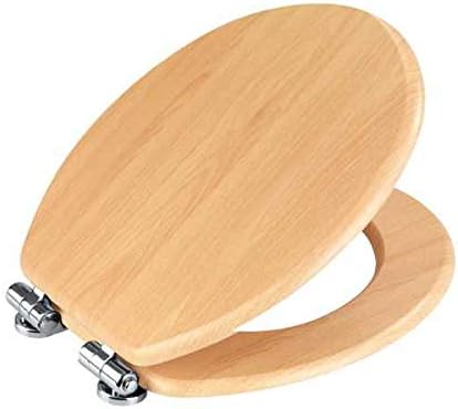 WENKO WC-Sitz Buche Natur, Toilettensitz mit Absenkautomatik in Holz-Optik, WC-Deckel für sanftes De