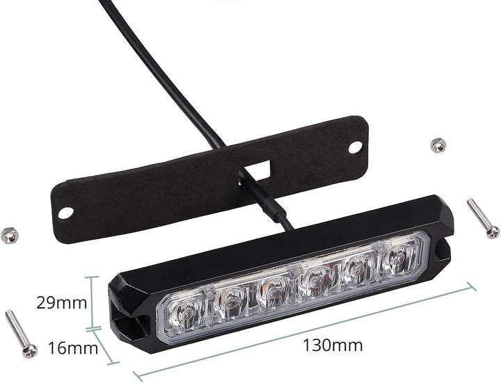 COLFULINE 4X 6 Led Frontblitzer Blitzer,12/24V Warnlicht Stroboskoplicht, 24W IP68 Blitzmodul Notfal