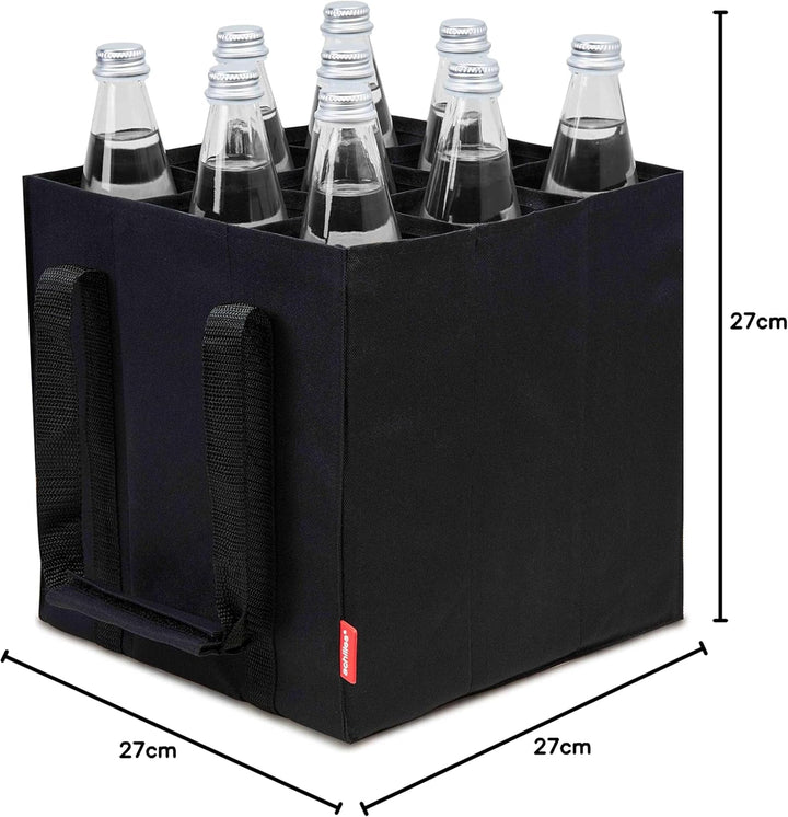 achilles Flaschentasche 9 Fächer je 1,5 Liter – Reissfester Flaschenkorb mit Klettband – Faltbarer F