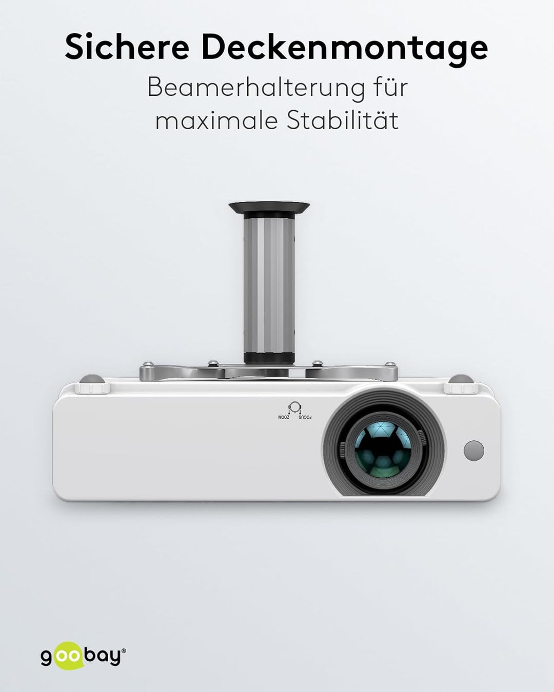 Goobay 51905 Beamer Deckenhalterung (M) bis max. 10 Kg, kleine bis mittlere Projektoren, silber, sil