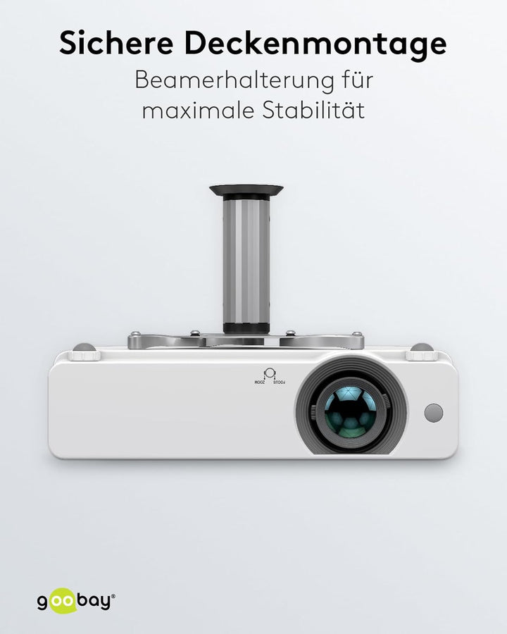 Goobay 51905 Beamer Deckenhalterung (M) bis max. 10 Kg, kleine bis mittlere Projektoren, silber, sil