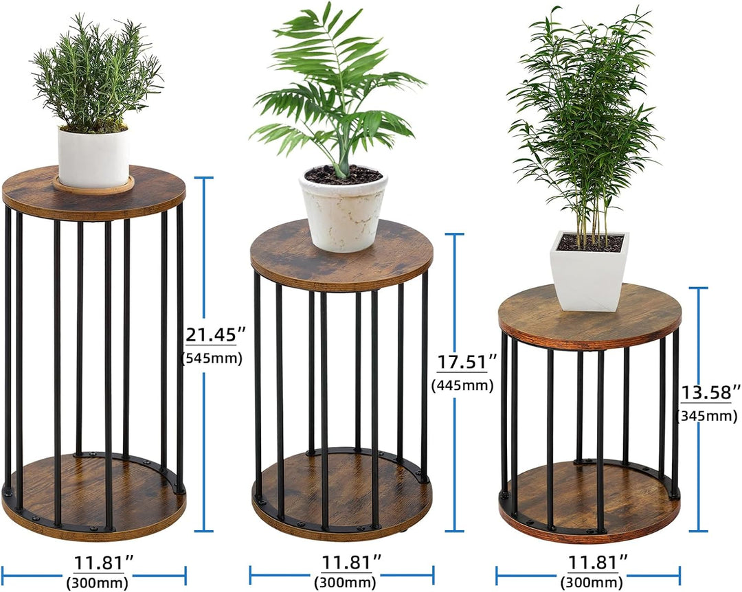 HDANI 3er-Set Rund Pflanzenständer Metall 35/45/55cm,Solider und Robuster Blumenständer für Wohnzimm
