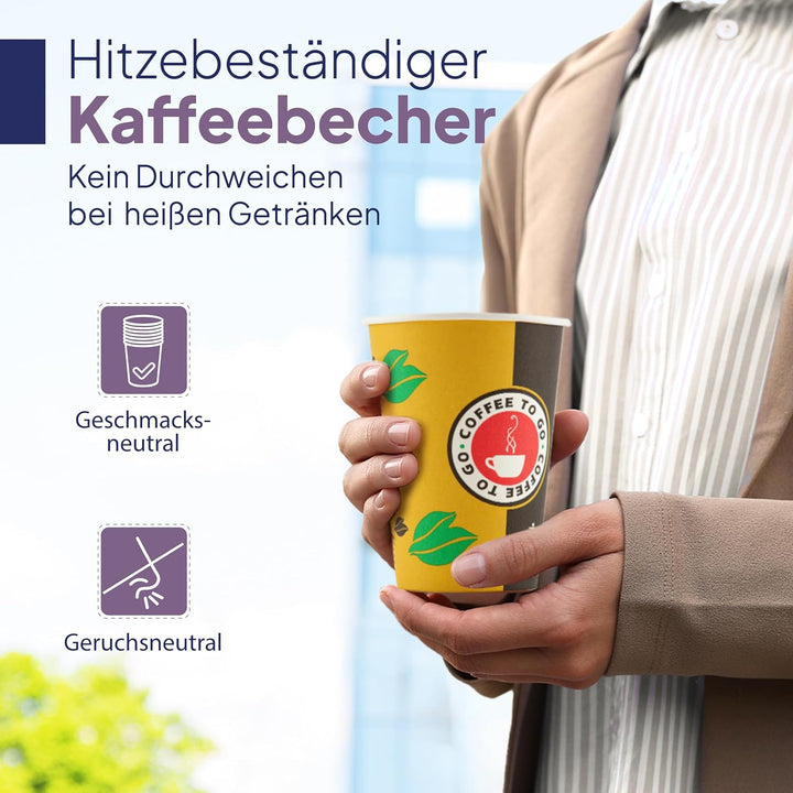 Inoverse Pappbecher 300ml, Einweg Coffee to Go Becher, Kaffee to go Becher Pappe, 12oz Trinkbecher f