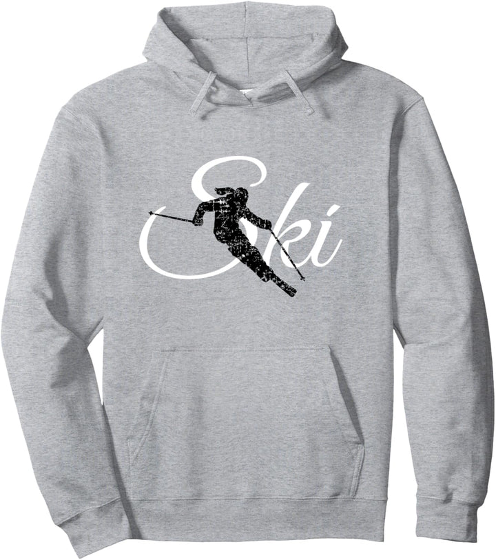 Ski Skier (Vintage Schwarz/Weiss) Wintersport Skifahrerin Pullover Hoodie