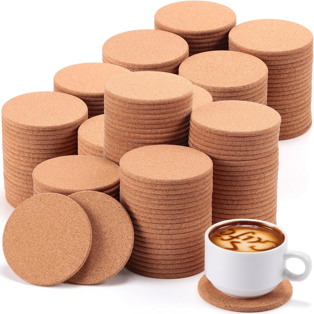 100 Stück runde Korkuntersetzer, 9cm Wiederverwendbare Kork untersetzer, Kork Glasuntersetzer geeign