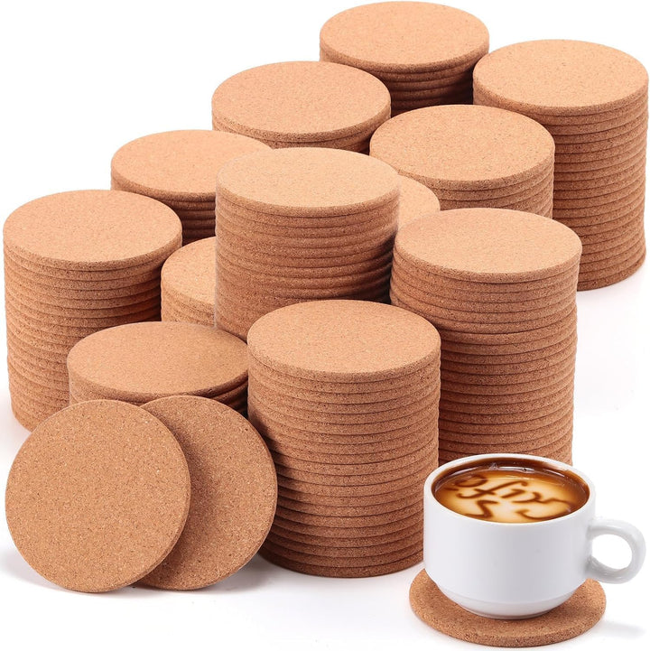 100 Stück runde Korkuntersetzer, 9cm Wiederverwendbare Kork untersetzer, Kork Glasuntersetzer geeign