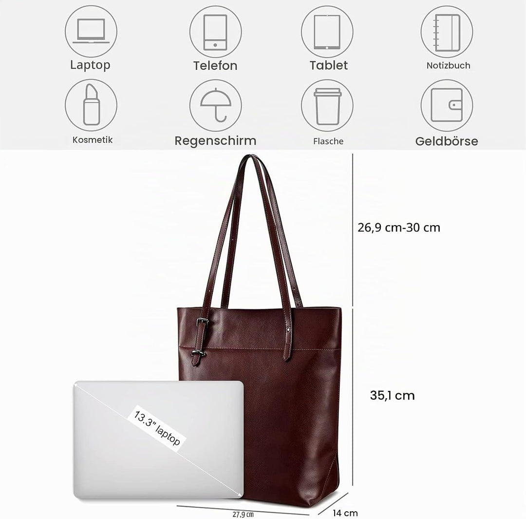 S-ZONE Damen Echtleder Tasche Shopper Gross Tote Handtasche Henkeltasche (Kaffee), Kaffee