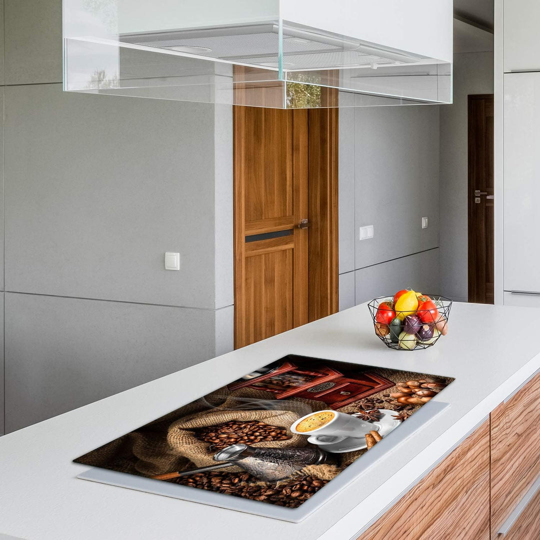 TMK | Herdabdeckplatte 90x52 cm Glas Ceranfeldabdeckung Induktion Herdschutz Spritzschutz Glasplatte