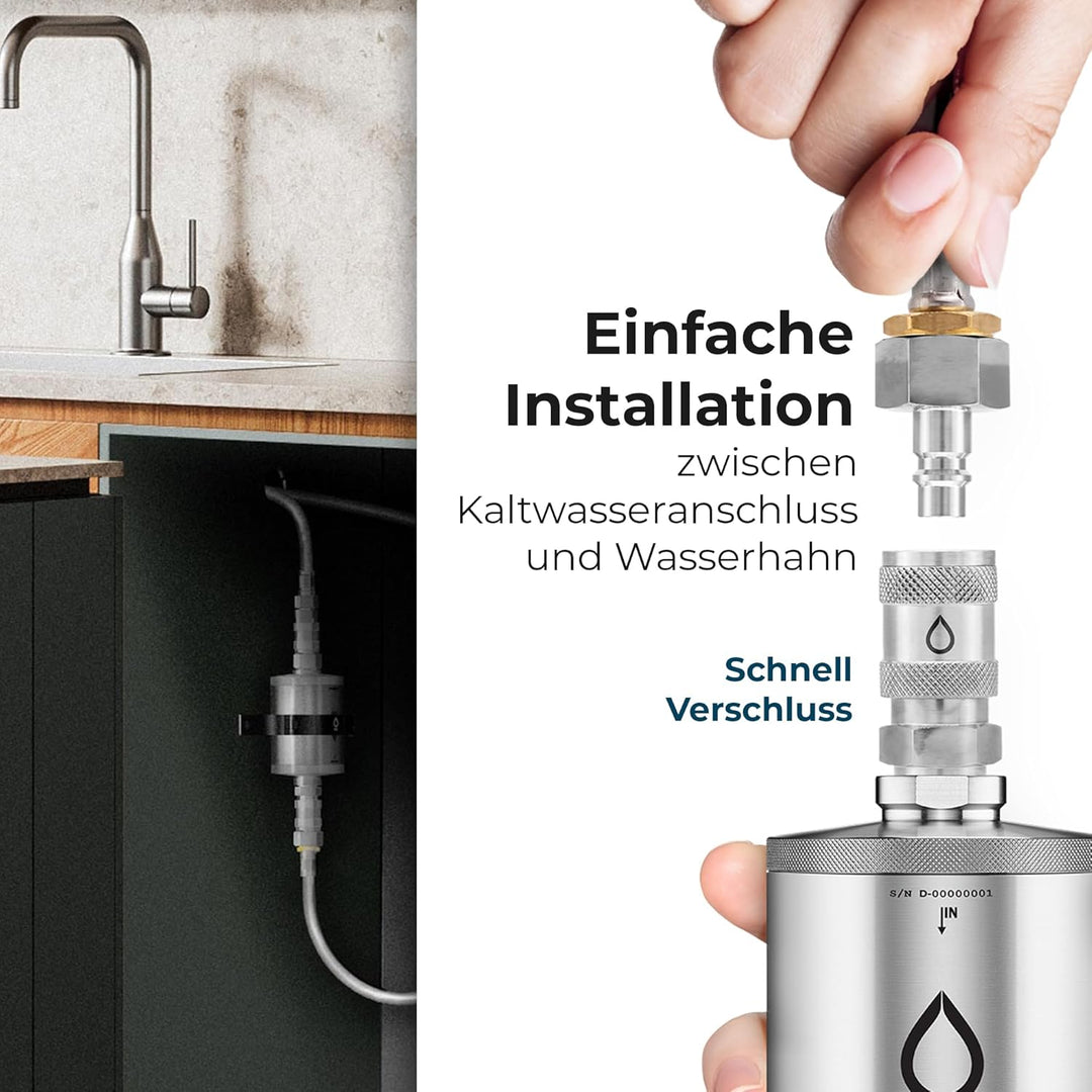 Alb Filter UNTERTISCH ACTIVE PLUS Wasserfilter Küche Edelstahl Natur | Gegen Schadstoffe &amp; Kalk, Kei