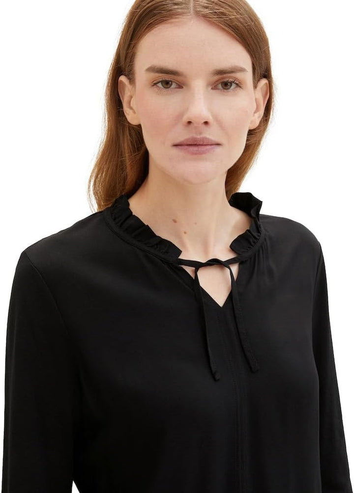 TOM TAILOR Damen Longsleeve T-Shirt S 14482 - Deep Black, S 14482 - Deep Black