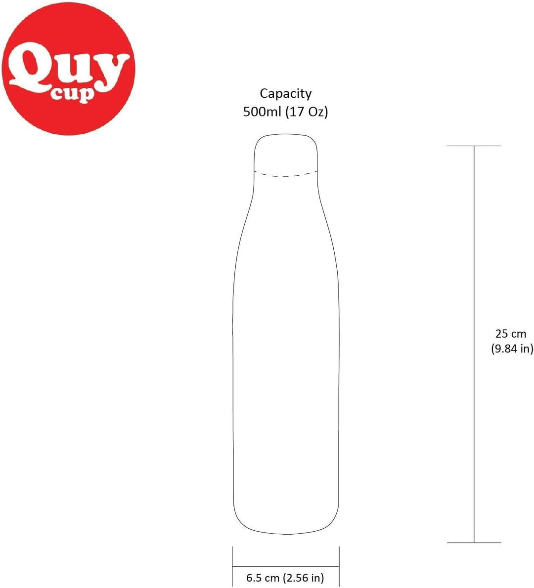 QUY CUP Zero Edelstahl Trinkflasche 0,5l, Travel Mug, Thermoskanne mit Vakuumverschluss im Italienis