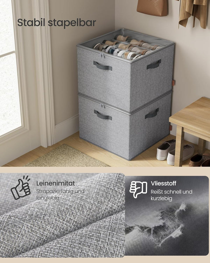 SONGMICS Schuh-Organizer, Schuhaufbewahrung, für 16 Paar Schuhe, Schuhbox, Griffe, platzsparend, Auf