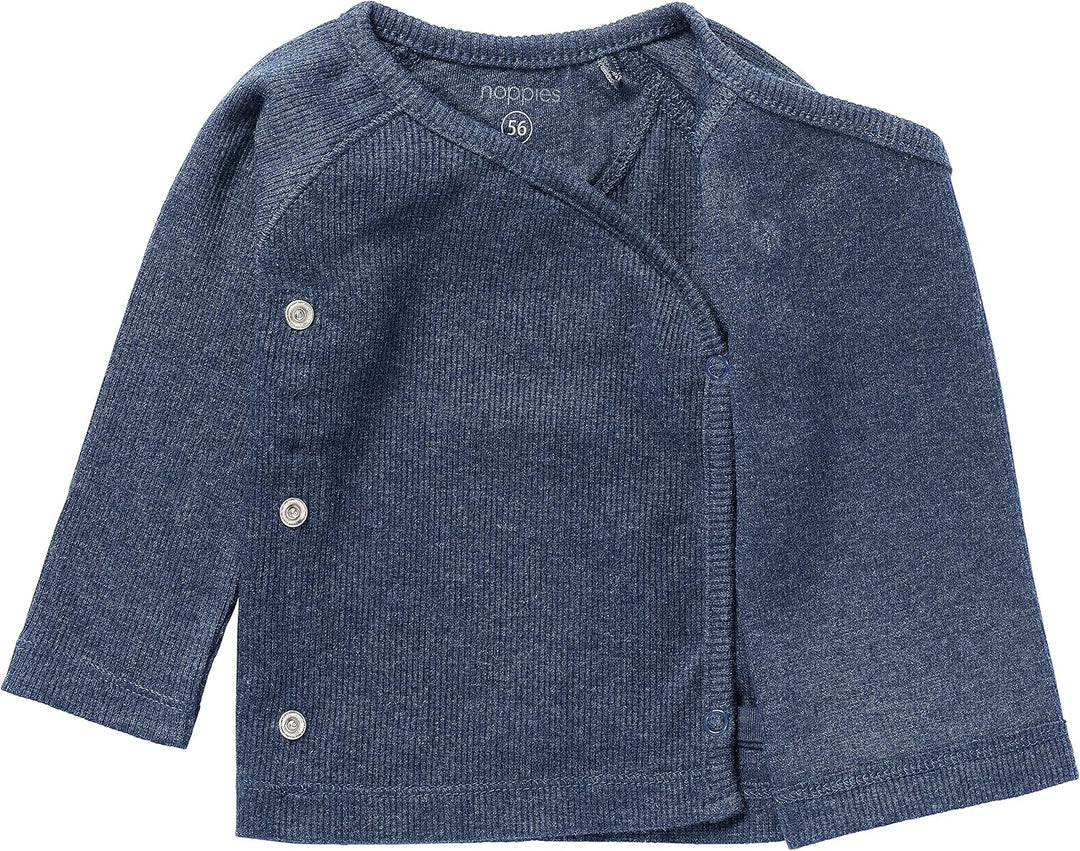 Noppies Unisex Baby U Tee Overlap Ls Rib Nanyuki T-Shirt (1er Pack) 44 Navy Melange - P758, 44 Navy