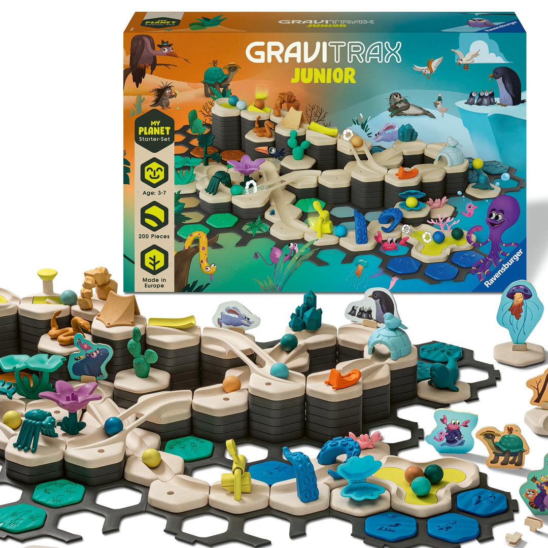 Ravensburger GraviTrax Junior Starter-Set XXL - Erweiterbare Kugelbahn für Kinder, Murmelbahn überwi