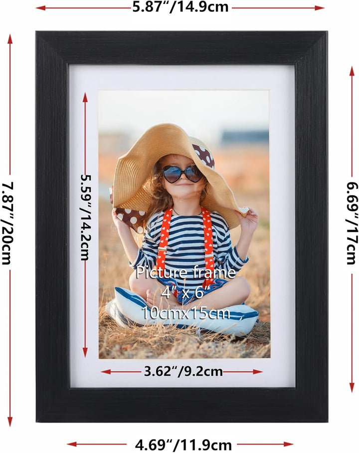 EXYGLO 4er Set Bilderrahmen 10x15 cm mit Passepartout oder 13x18 cm ohne Passepartout, Klassischer F