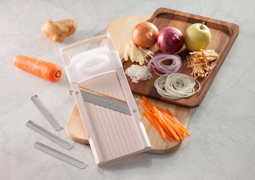 Benriner 64W Gemüsehobel Mandoline, 18/10 Edelstahl, Elfenbein Classic Slicer,