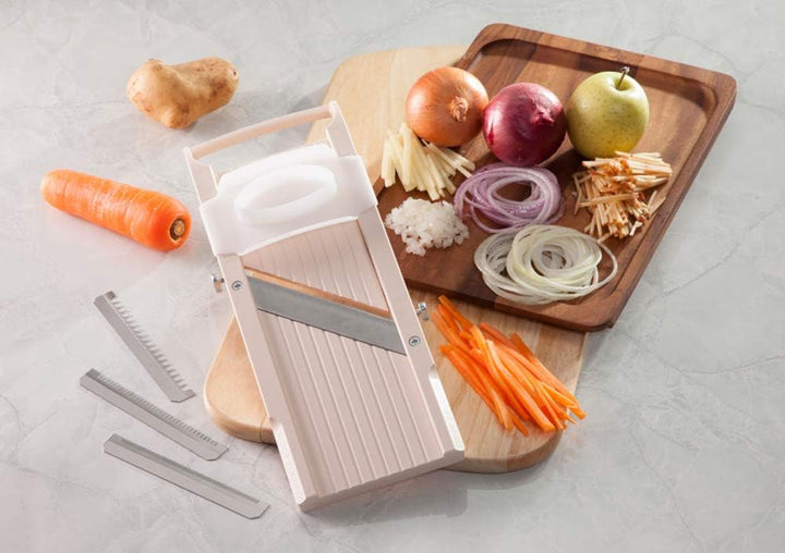 Benriner 64W Gemüsehobel Mandoline, 18/10 Edelstahl, Elfenbein Classic Slicer,