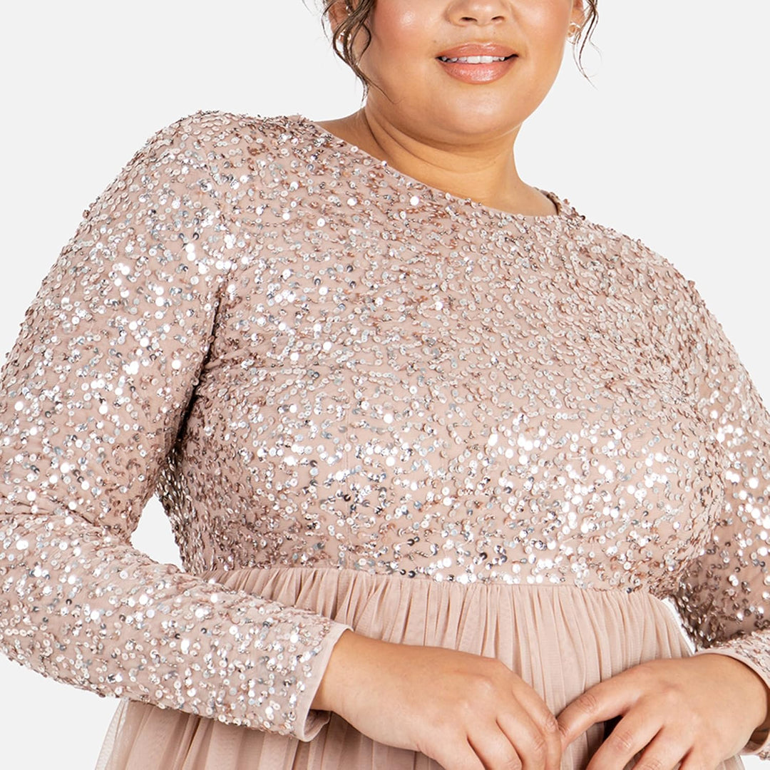 Maya Deluxe Women's Damen Bridesmaid Dress, Taupe Blush, 40 EU