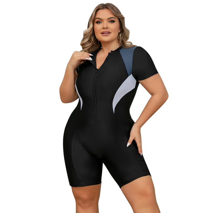 Odizli Badeanzug Damen Grosse Grösse Kurzarm/Ärmellos Blumen Druck Kurz Rashguard Bademode Surfanzug