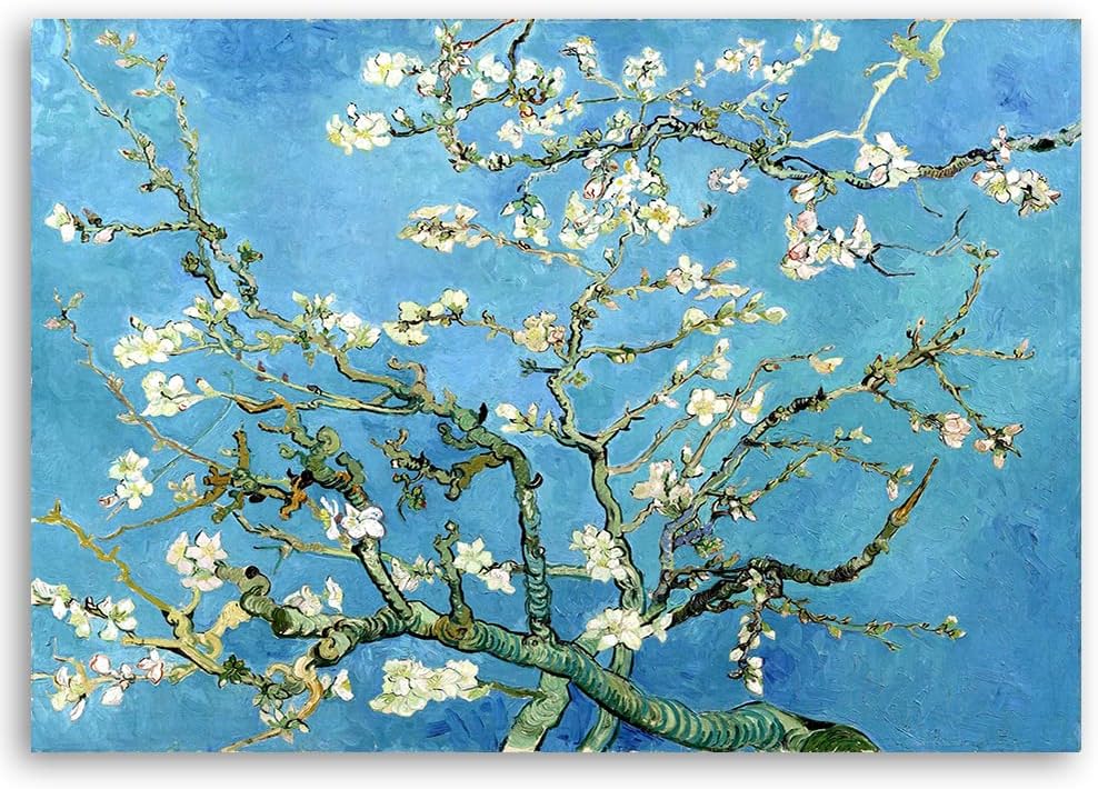 Feeby Bilder Mandelbaum Van Gogh 90x60 cm 1Teilig Modern Wohnzimmer Schlafzimmer Büro Küche Flur Vli