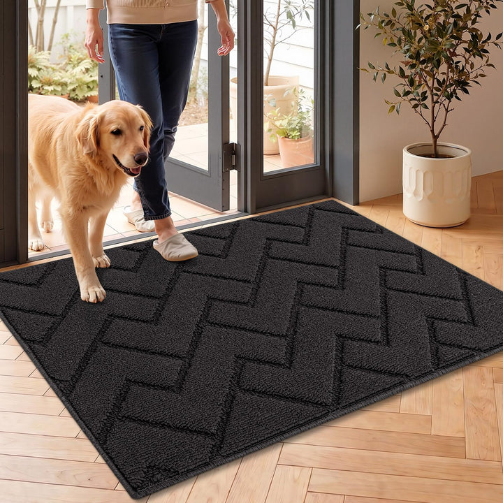 Fussmatte Dunkelgrau 60x90cm Innen und Aussen Waschbar Fussmatte Wasserdicht Türmatte Rutschfester S