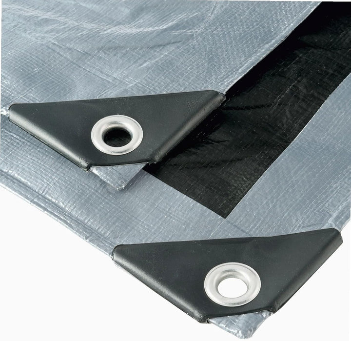 Werkapro Multifunktionsplane, Grau und Schwarz, 200 g/m², 6 x 12 m 6x12 m, 6x12 m