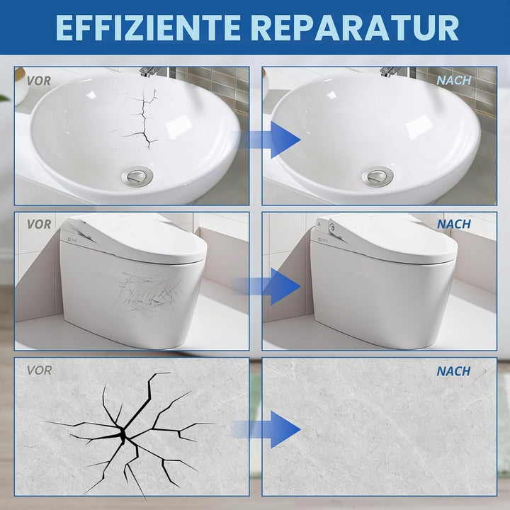 Fliesen Reparaturset, Badewannen Reparaturset Weiss, Wasserdichtes Keramik Reparaturset für Waschbec