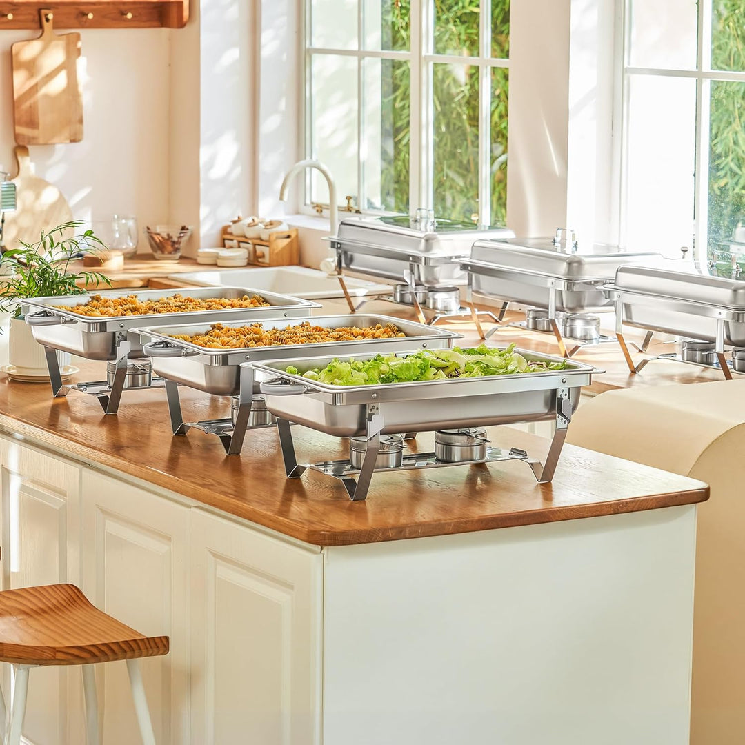 Wilprep Chafing Dish Edelstahl Buffet-Set Warmhaltebehälter Speisenwärmer Wärmebehälter Rechaud für