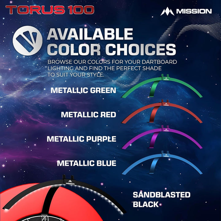 Mission Darts TOR100 Torus 100 | Dartscheibe LED klappbar tragbar Dartscheibe Reise Beleuchtungssyst
