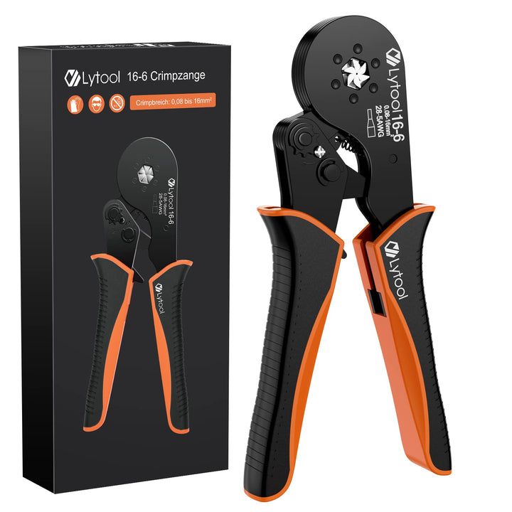 Crimpzange 0,08-16 mm², Lytool Aderendhülsenzange Sechskantige Presszange 16-6 Krimperzange Crimping