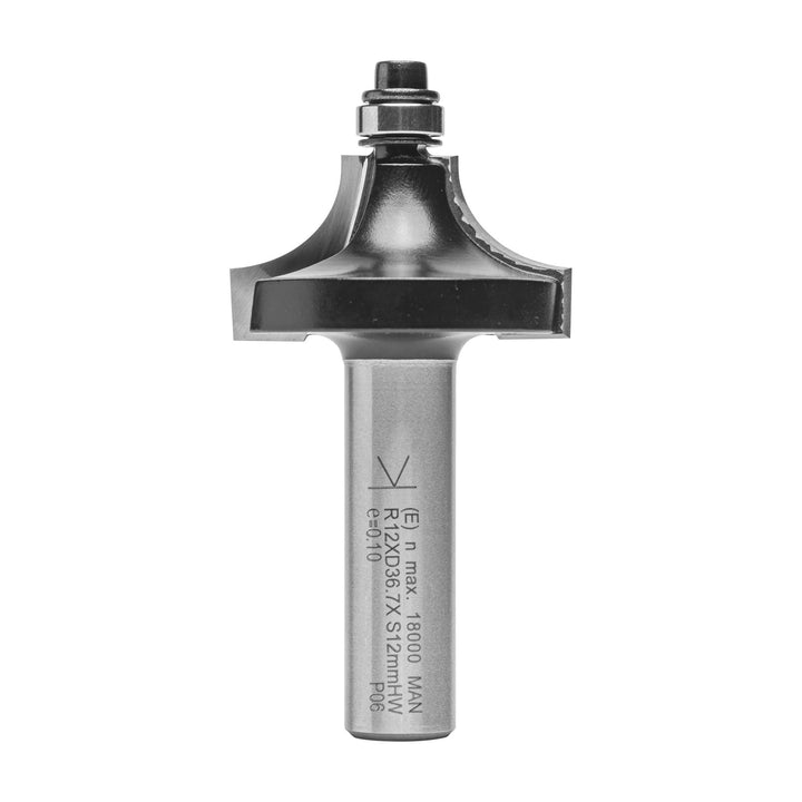 ENT 09898 Viertelstabfräser HW, Schaft (S) 12 mm, Durchmesser (D) 36,7 mm, NL 19 mm, R 12 mm, SL 40