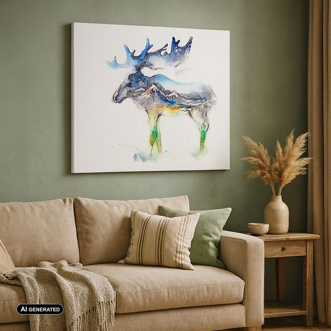 Bilder auf Leinwand Moose Berge Winter illustration Leinwandbild 70x50cm Wandbilder Dekoration Wohnz