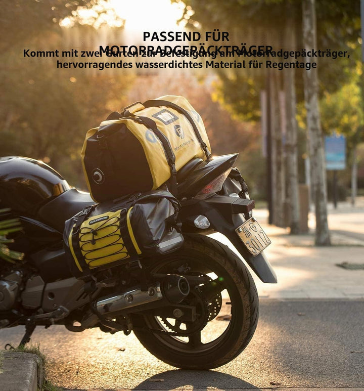 ROCKBROS Motorradtasche Gepäckrolle Hecktasche 100% Wasserdicht Motorrad Satteltasche mit Schultergu