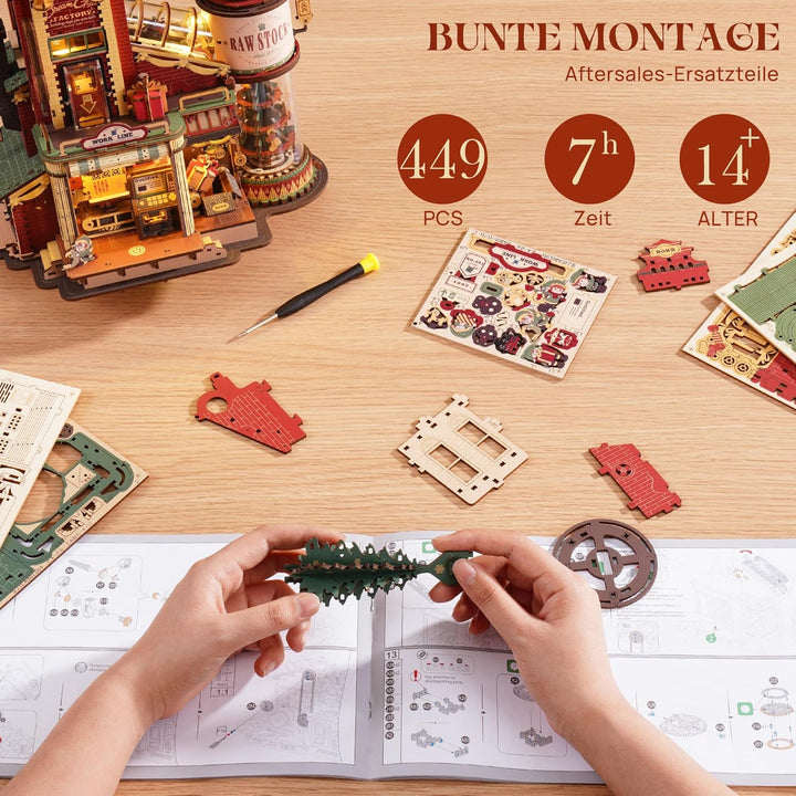ROKR 3D Puzzle Holz Traumgeschenkfabrik, 3D Holzpuzzle Erwachsene Mechanisch, Musik-Modellbausätze f