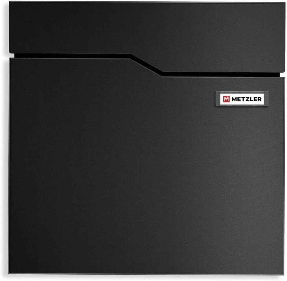 Metzler Briefkasten in Schwarz RAL 9005 mit Zeitungsfach &amp; Sichtfenster – Wandbriefkasten pulverbesc