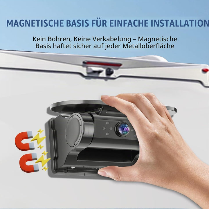 WiFi Solar Kabellose Rückfahrkamera, Magnet Funk Rückfahrkamera mit 9600mAh, 1080P IR-Nachtsicht DVR