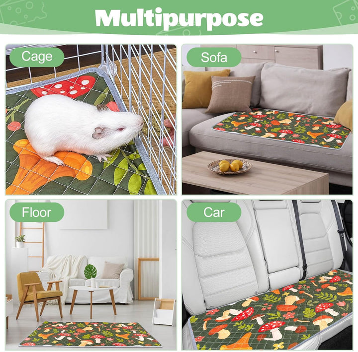 2 Pack Wiederverwendbare Unterlage für Meerschweinchen,Waschbar,Kleintier Matten für Kaninchen,Hamst