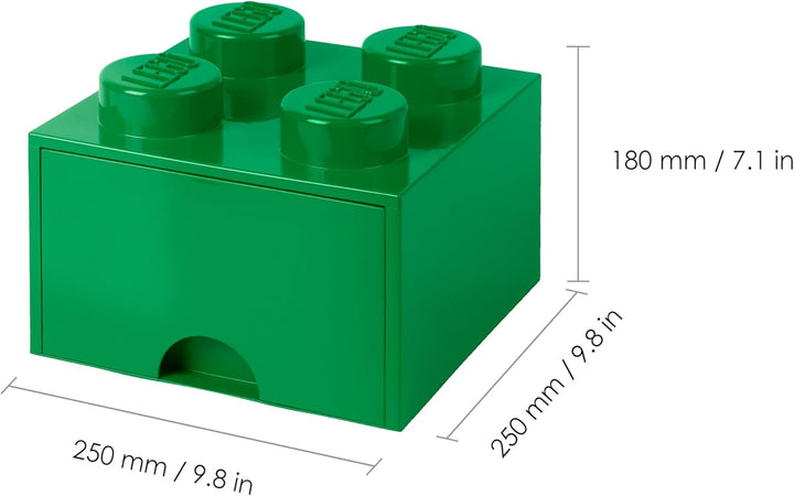 Room Copenhagen Lego 40051734 Storage Brick 4 mit Schubladen, Plastik, Grün, 25 x 25,2 cm, Grün