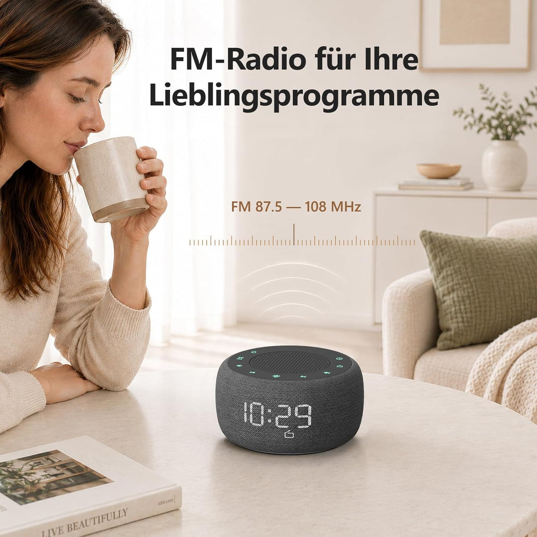Buffbee Digitaler Radiowecker für das Schlafzimmer - 7-farbiges Nachtlicht, High-Fidelity-Klangquali