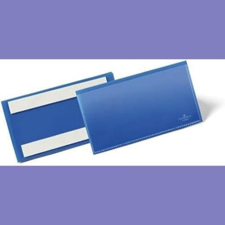 Durable Selbstklebende Etikettentasche, für Etiketten 100 x 38 mm, Packung à 50 Stück, dunkelblau, 1