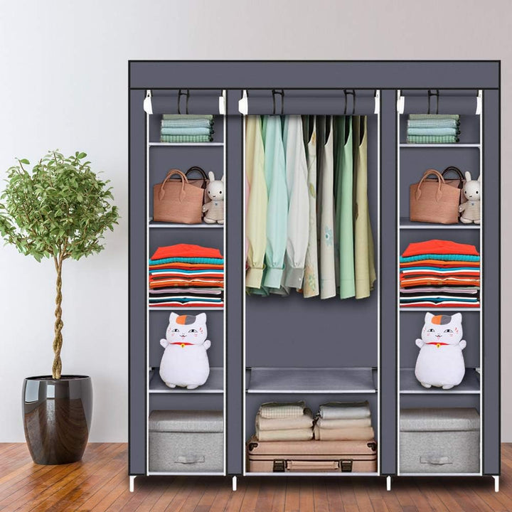 LEADZM Kleiderschrank, Faltschrank Stoffschrank Faltbare Garderobe Canvas mit Reissverschluss, Fäche