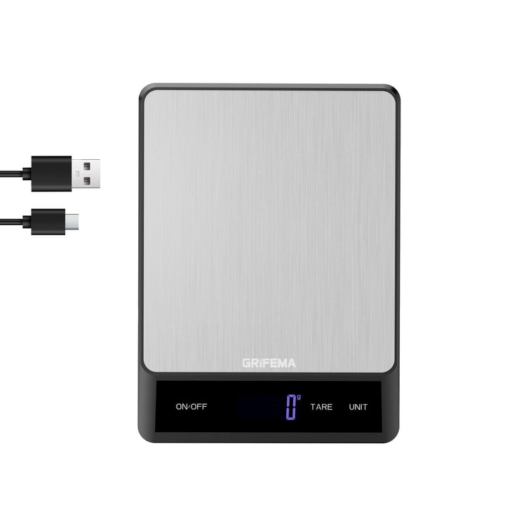 GRIFEMA GA2008-1 Wiederaufladbare Digitale Küchenwaage, Waage Küchenwaage mit LCD Display, 6 Einheit