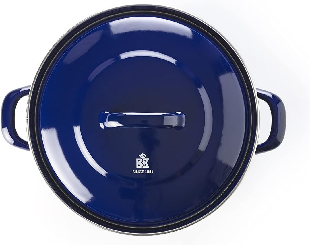 BK Indigo Holländisches Erbe Runde Deutsche Emaillierte Kasserolle mit Deckel mit PFAS-Freier Kerami