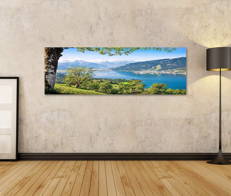 Bild Bilder auf Leinwand Schöne Landschaft mit Alpen und Bergsee in Zell am See, Österreich Wandbild