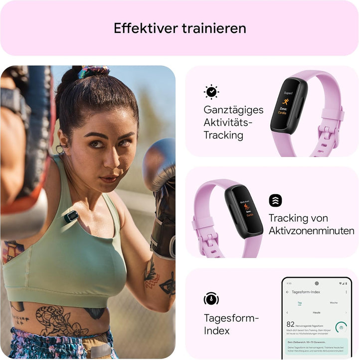 Google Fitbit Inspire 3 – Gesundheits- & Fitness-Tracker Damen / Herren - Herzfrequenzmessung, Stres
