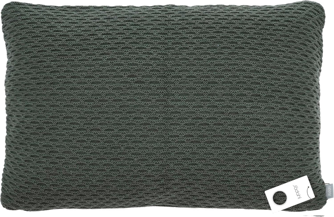 Södahl Wave Knit Kissen, Sofakissen/Dekokissen aus Baumwolle & Wolle, 40 x 60 cm, Waldgrün 60 x 40 x