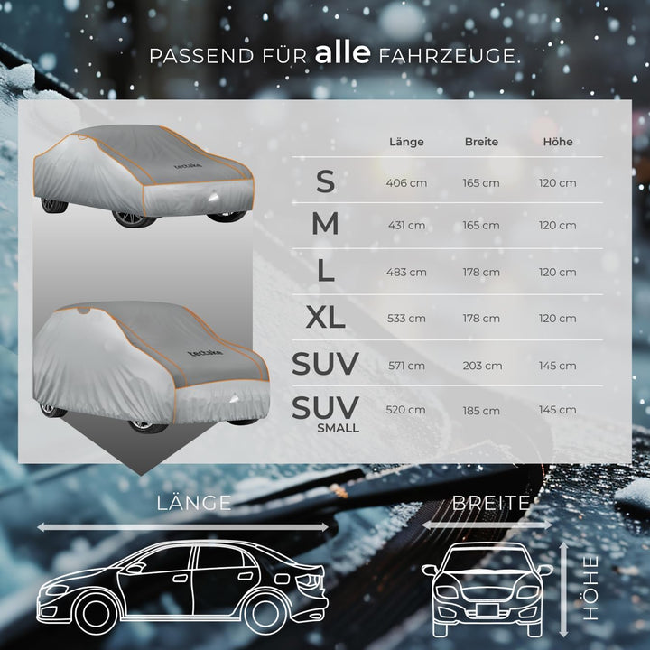tectake® Auto Abdeckplane, Hagelschutz Autoplane, Autoabdeckung, wasserdichte Decke, atmungsaktiv, e