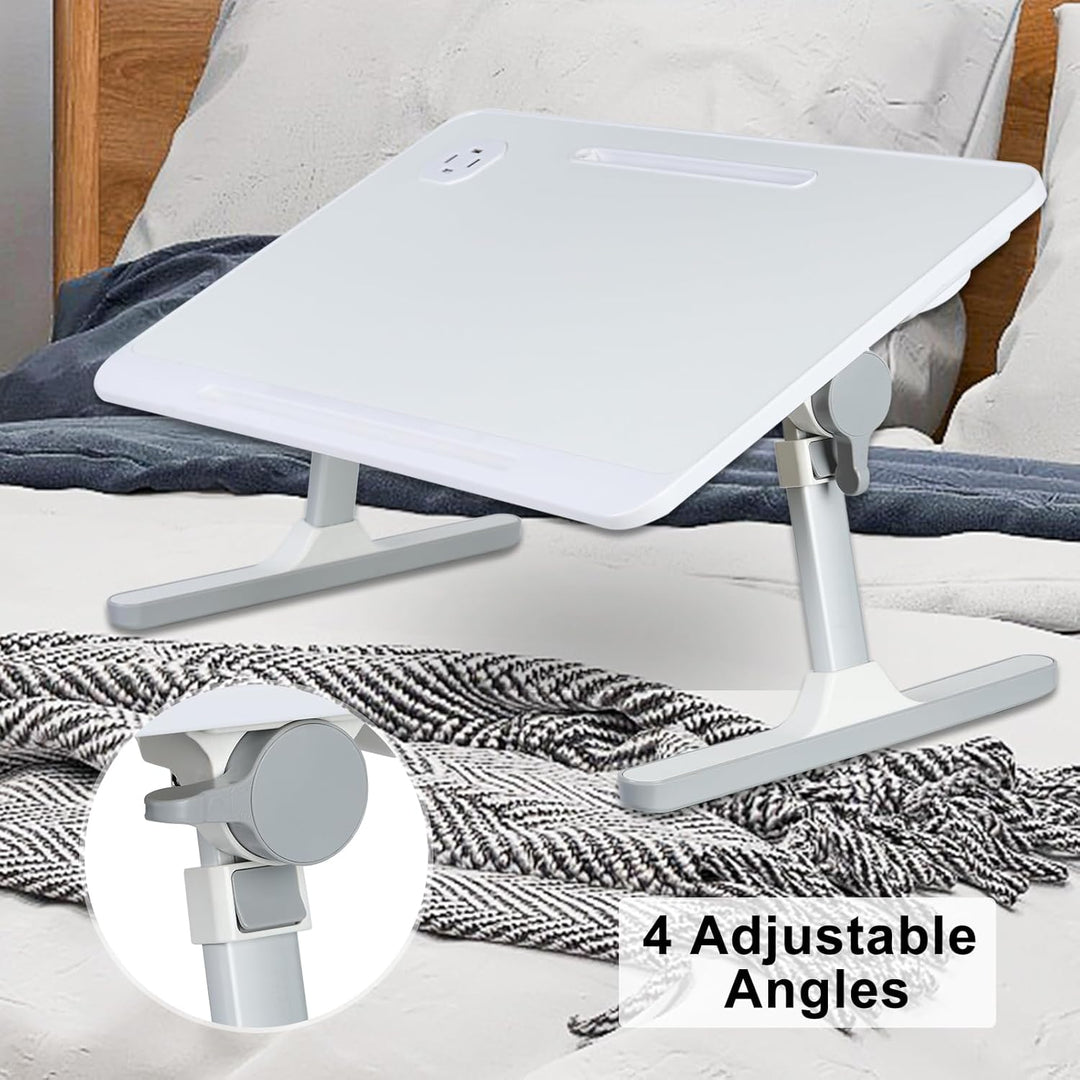 Klappbarer Schossschreibtisch Laptop-Ständer für Bett, faltbarer Laptop-Betttisch mit Tablet-Slot, h