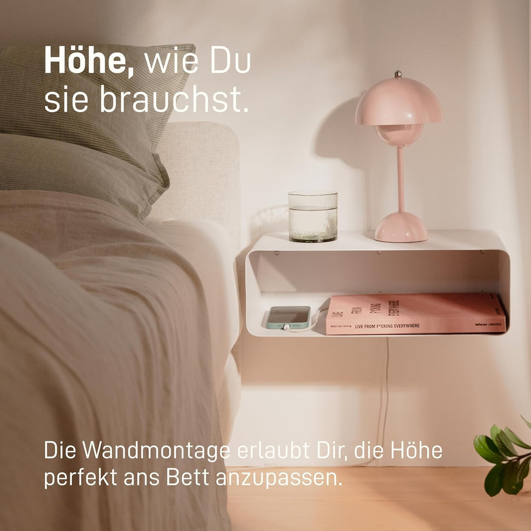 Natural Goods Berlin 1x Nachttisch Sheet - Schweberegal Weiss, Metall 45 x 24 x 15 cm - Nachttisch h