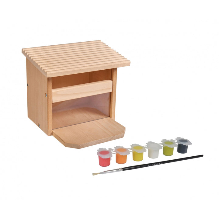 Eichhorn - Outdoor Futterhaus - Eichhörnchen Futterhaus zum Zusammenbauen und Bemalen, inkl. Pinsel